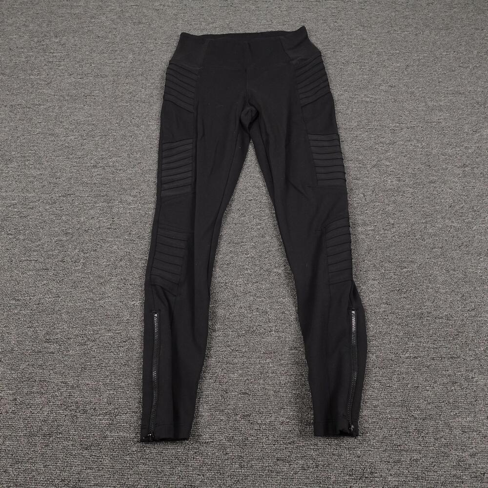 Athleta Leggings Womens XSP Black Delancey Moto Tight Ankle Zip Yoga Athletic
